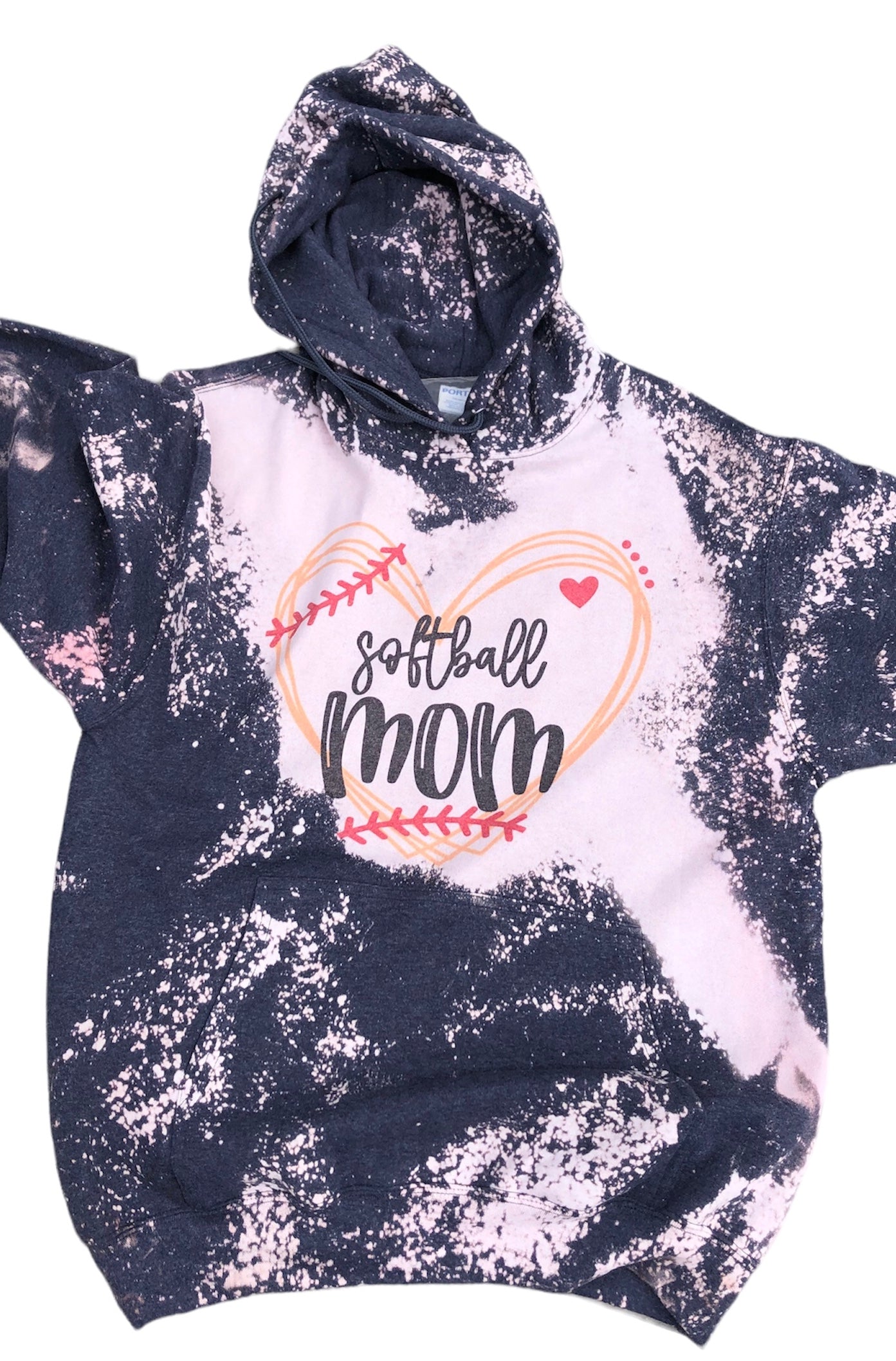 Softball Mom Bleached Hoodie