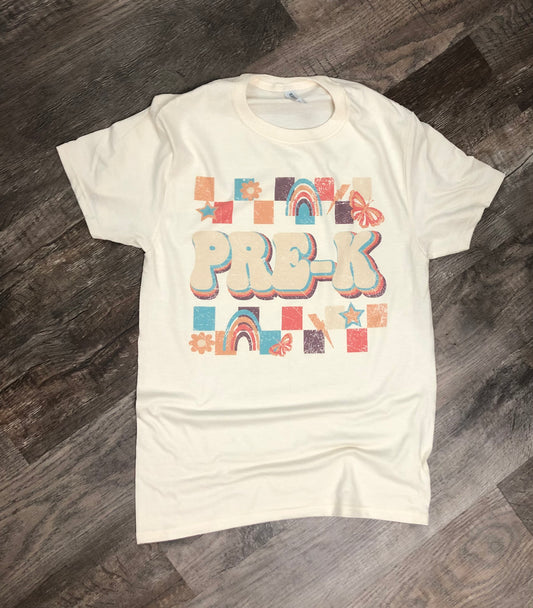 Pre K School Retro Distressed Graphic Tee