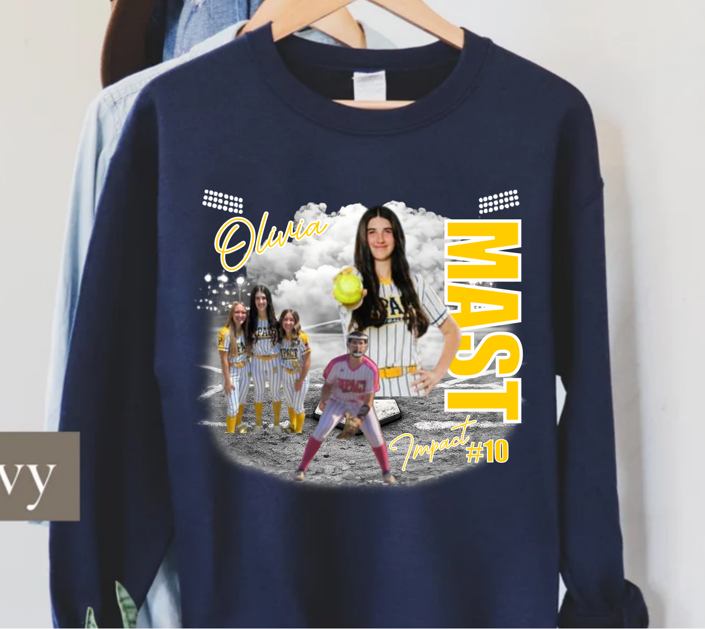 Personalized Senior Photo Softball Mom Crewneck Sweatshirt - Liv's Boutique