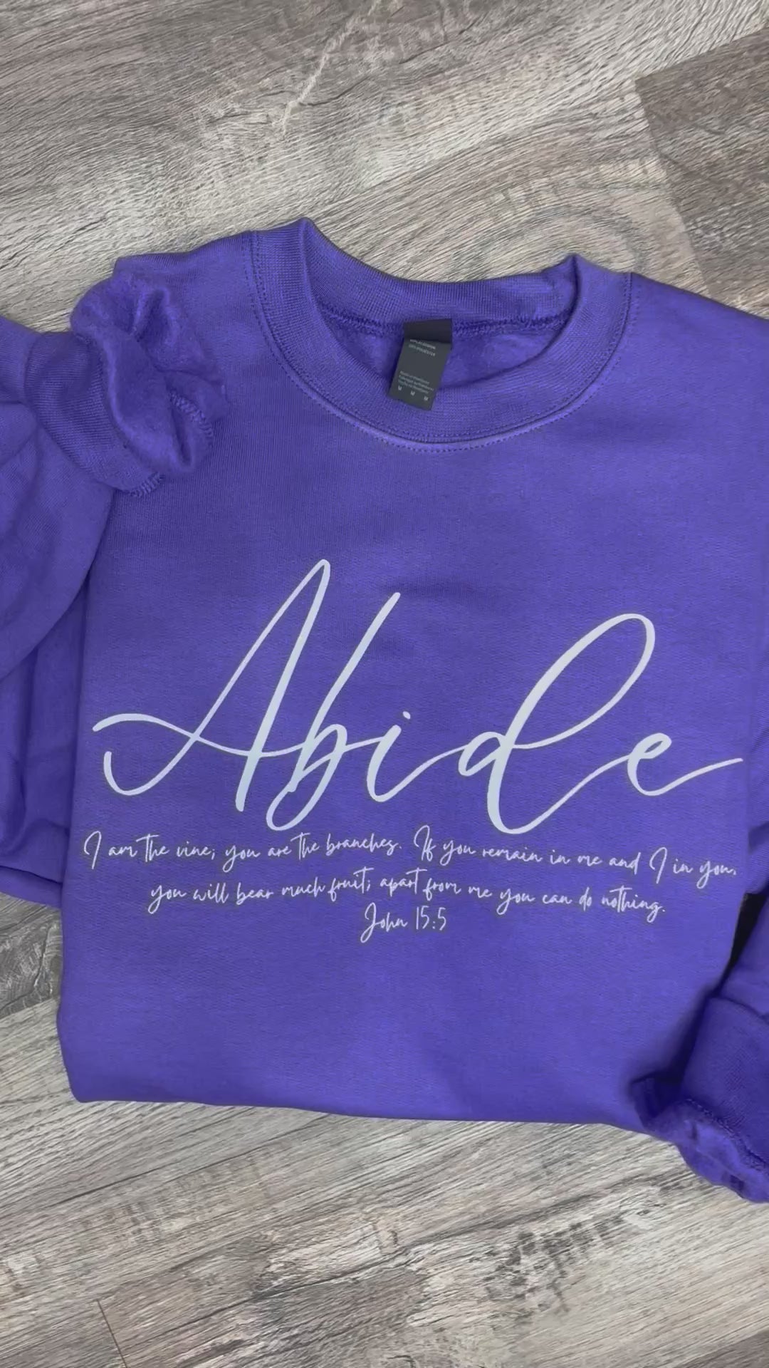 John 15:5 Abide in Him graphic Crewneck