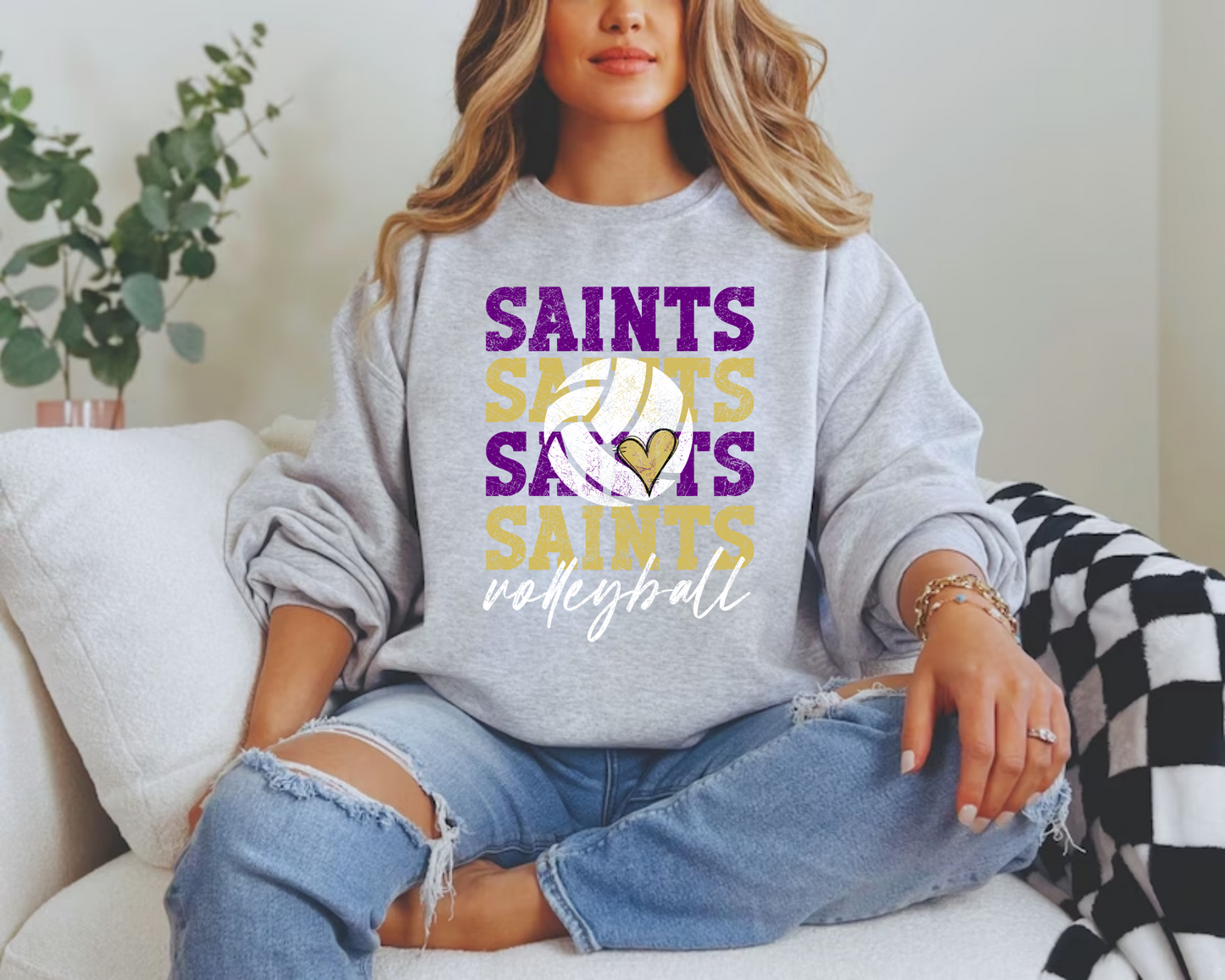 Saints Stacked Vintage Volleyball