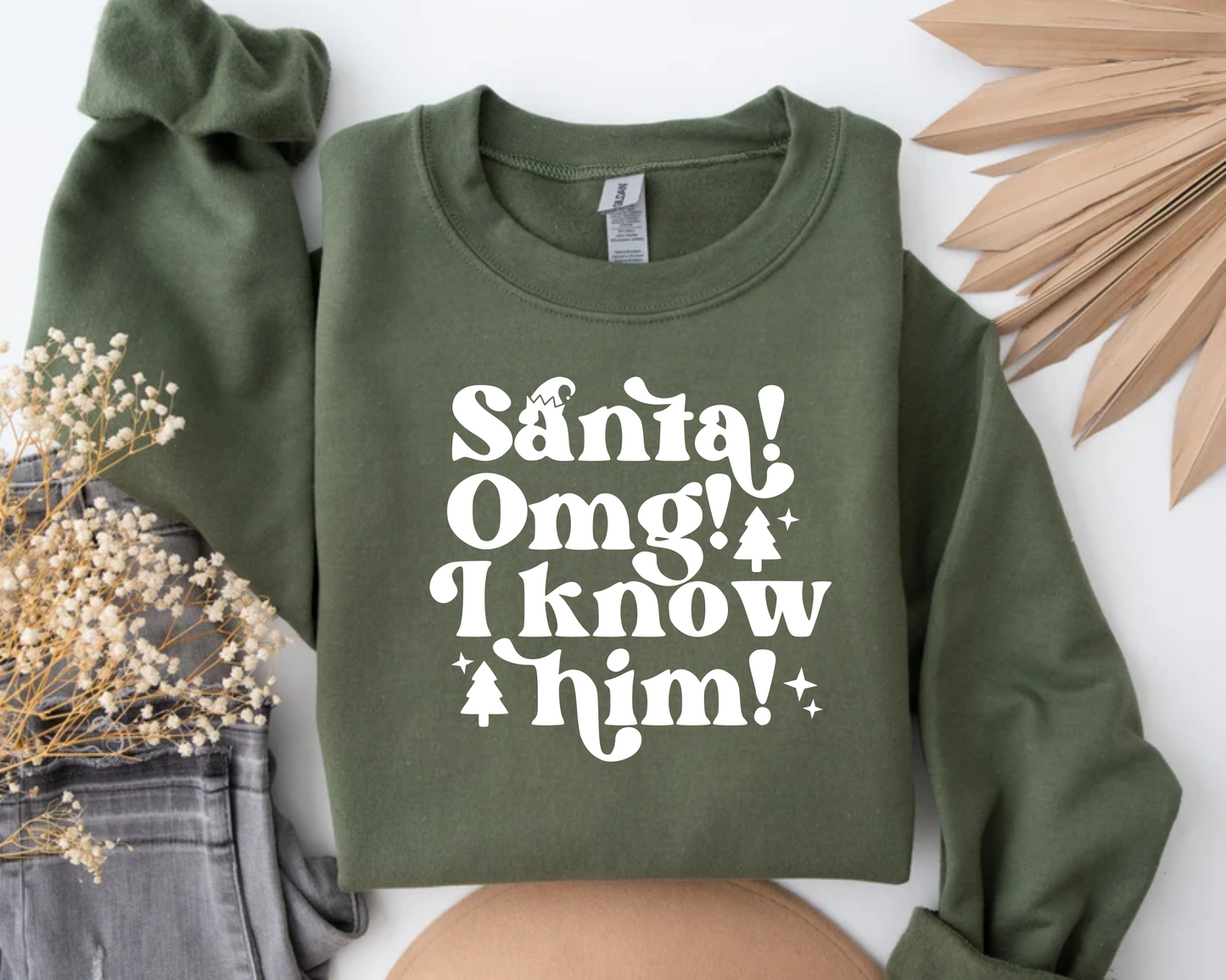 Santa -OMG I know him Christmas Movie Crewneck Sweatshirt