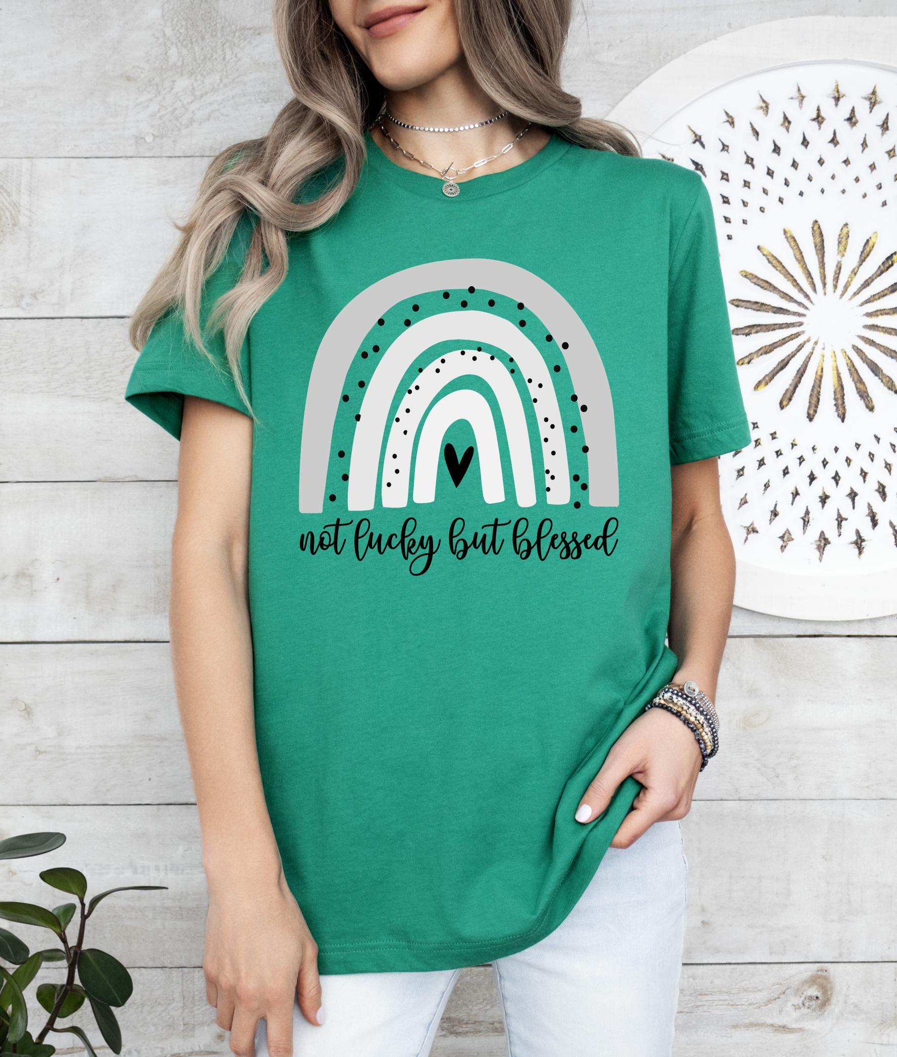 Not lucky but blessed rainbow graphic tee