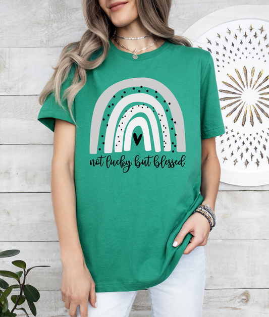 Not lucky but blessed rainbow graphic tee