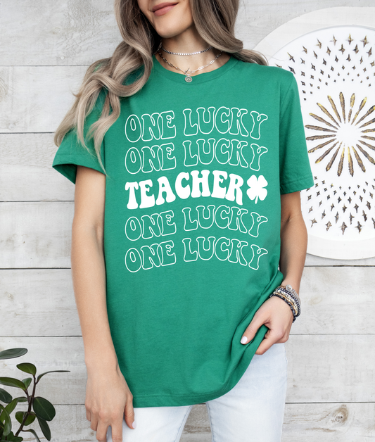 one lucky teacher St. Patrick Graphic Tee