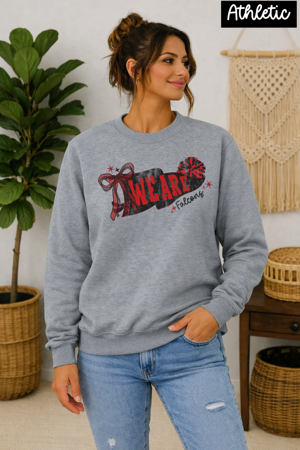 Custom Cheer Pennant Crewneck Sweatshirt - Personalized Team Spirit Wear
