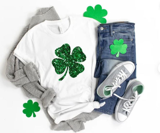 Green Glitter Clover St. Patrick's Day Shirt