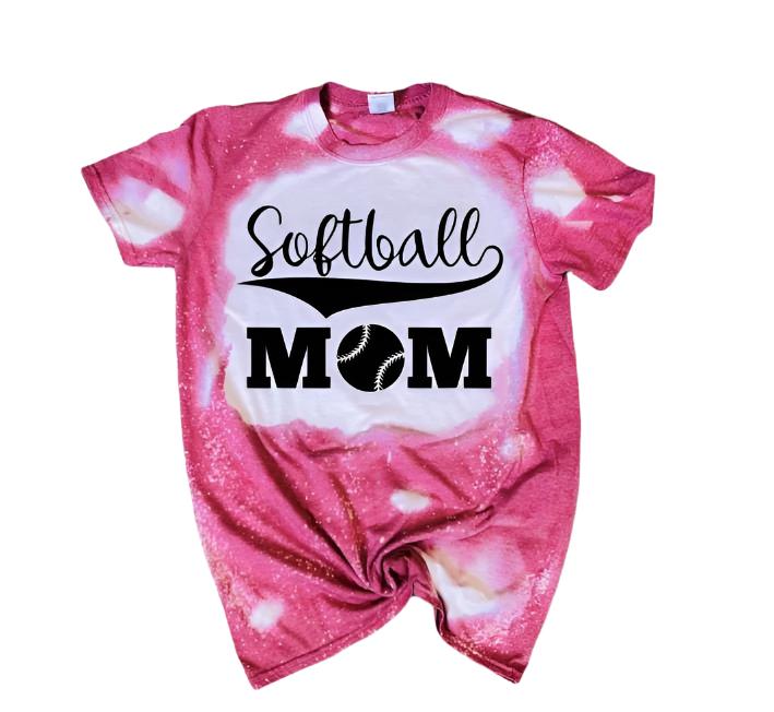 Softball Mom Bleached Shirt, Softball Mama Shirt,  Softball Mom, Bleached Softball Shirt, Softball T-Shirts for Women - Liv's Boutique