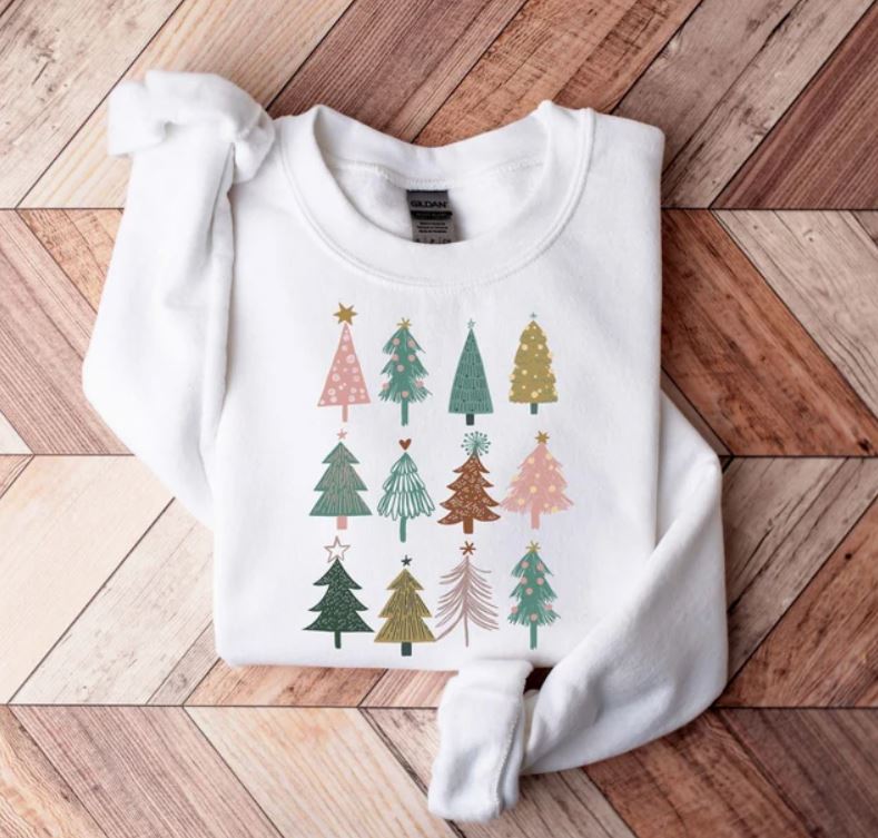 Boho Christmas Trees Unisex Sweatshirt or Tee