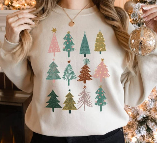 Boho Christmas Trees Unisex Sweatshirt or Tee