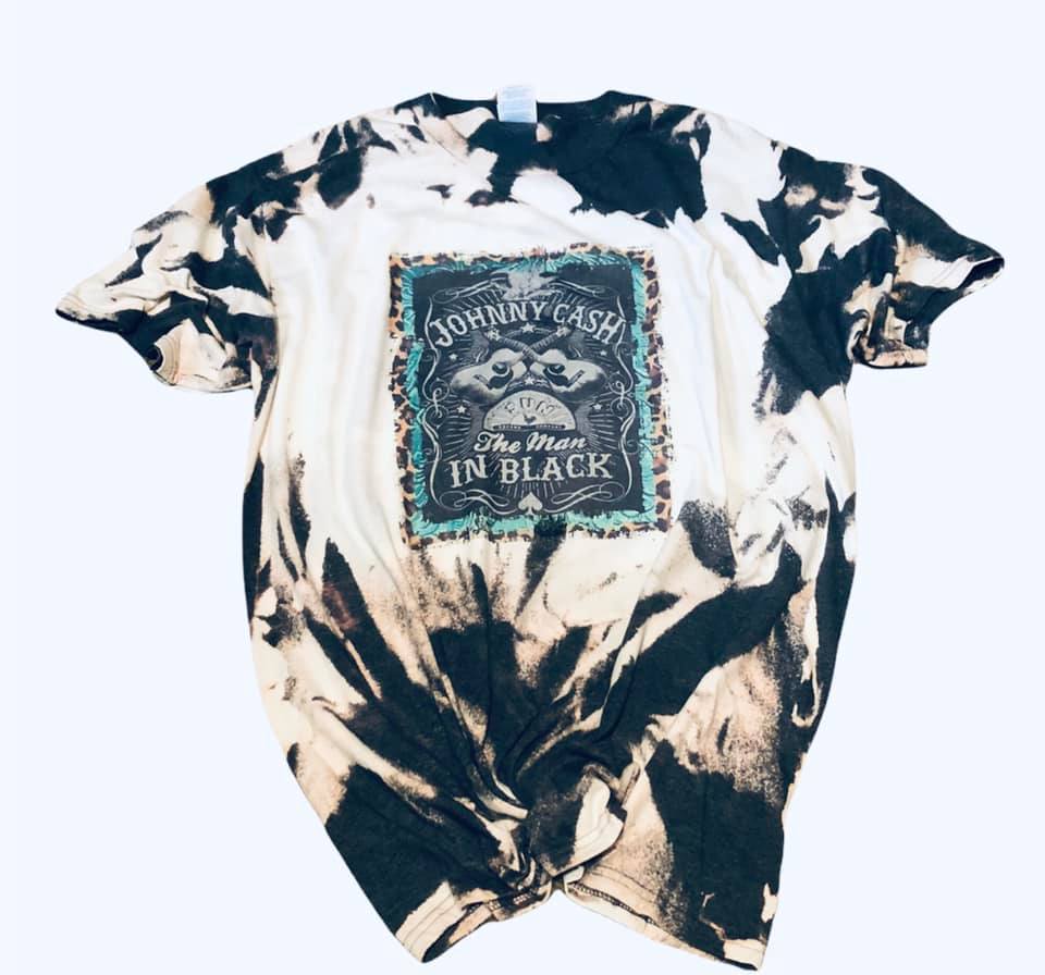 Johnny Cash in Black Concert Bleached Tee - Liv's Boutique