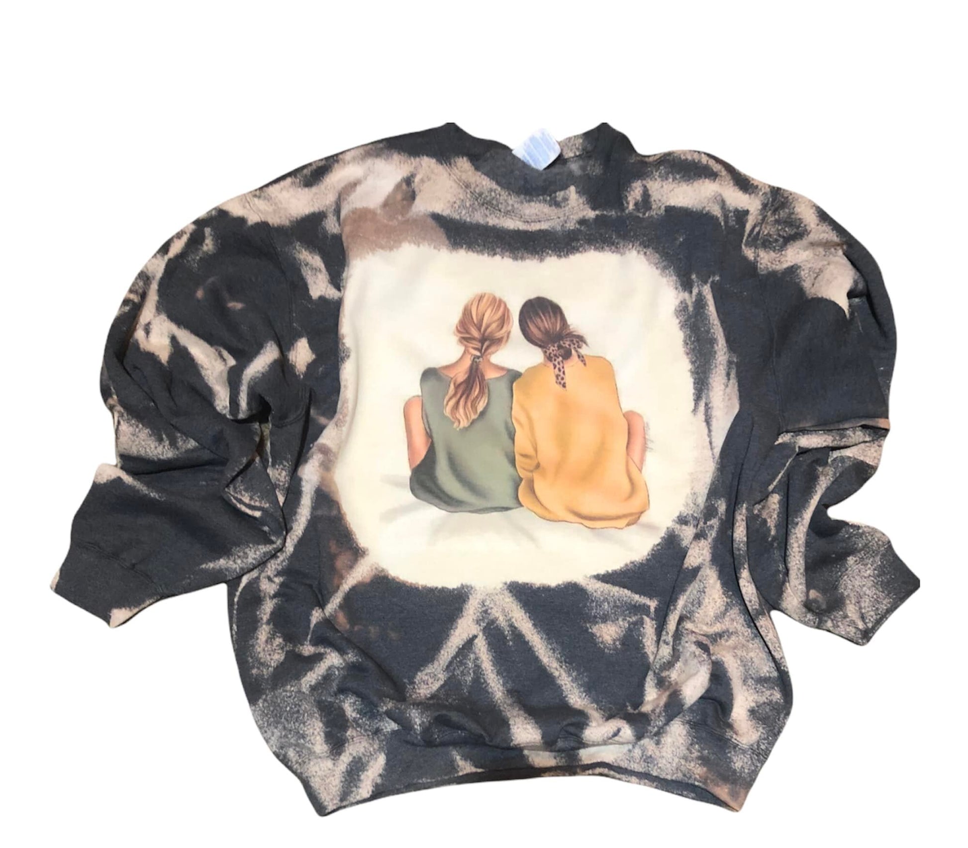 Handmade Bleach, Sublimation Gildan sweatshirts, polyester cotton blend