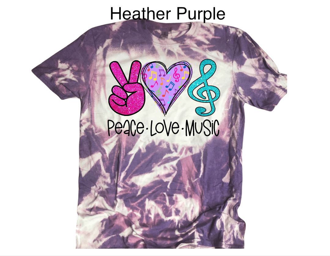Peace Love Music Bleached Shirt - Liv's Boutique
