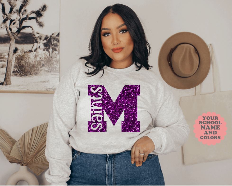 High School Big Solid Letter Spirit Sweatshirt - Liv's Boutique