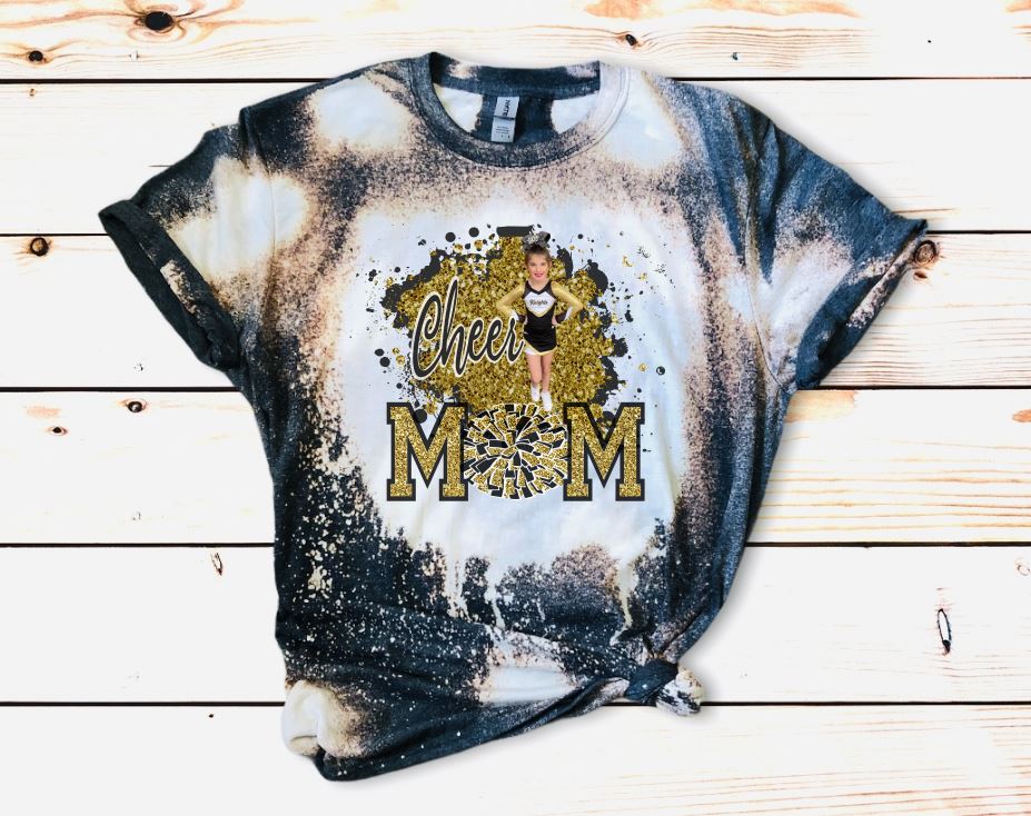 Custom Cheer Photo Bleached Tee