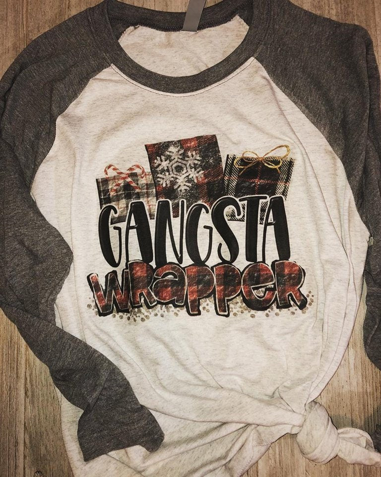 Gangsta Wrapper Christmas Raglan