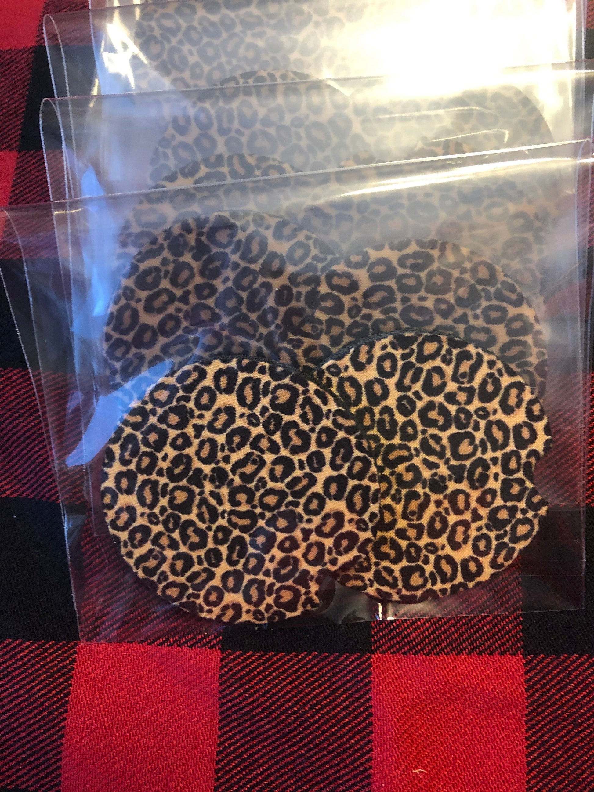 Set of 2 Personalized Leopard Car Coasters-Amazing Grace-Believe- Auto Accessories-Monogrammed car coasters (set of 2) - Liv's Boutique