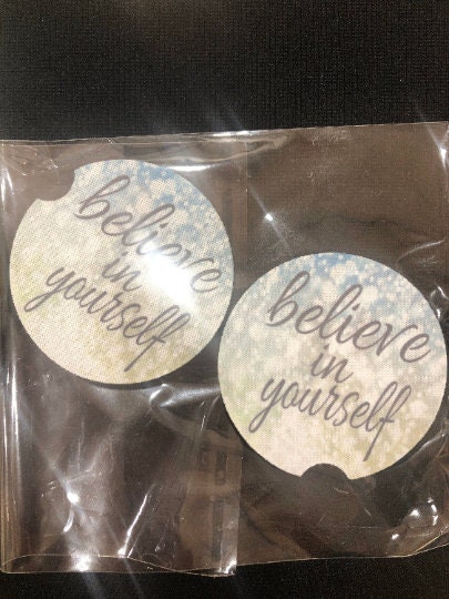 Set of 2 Personalized Leopard Car Coasters-Amazing Grace-Believe- Auto Accessories-Monogrammed car coasters (set of 2) - Liv's Boutique