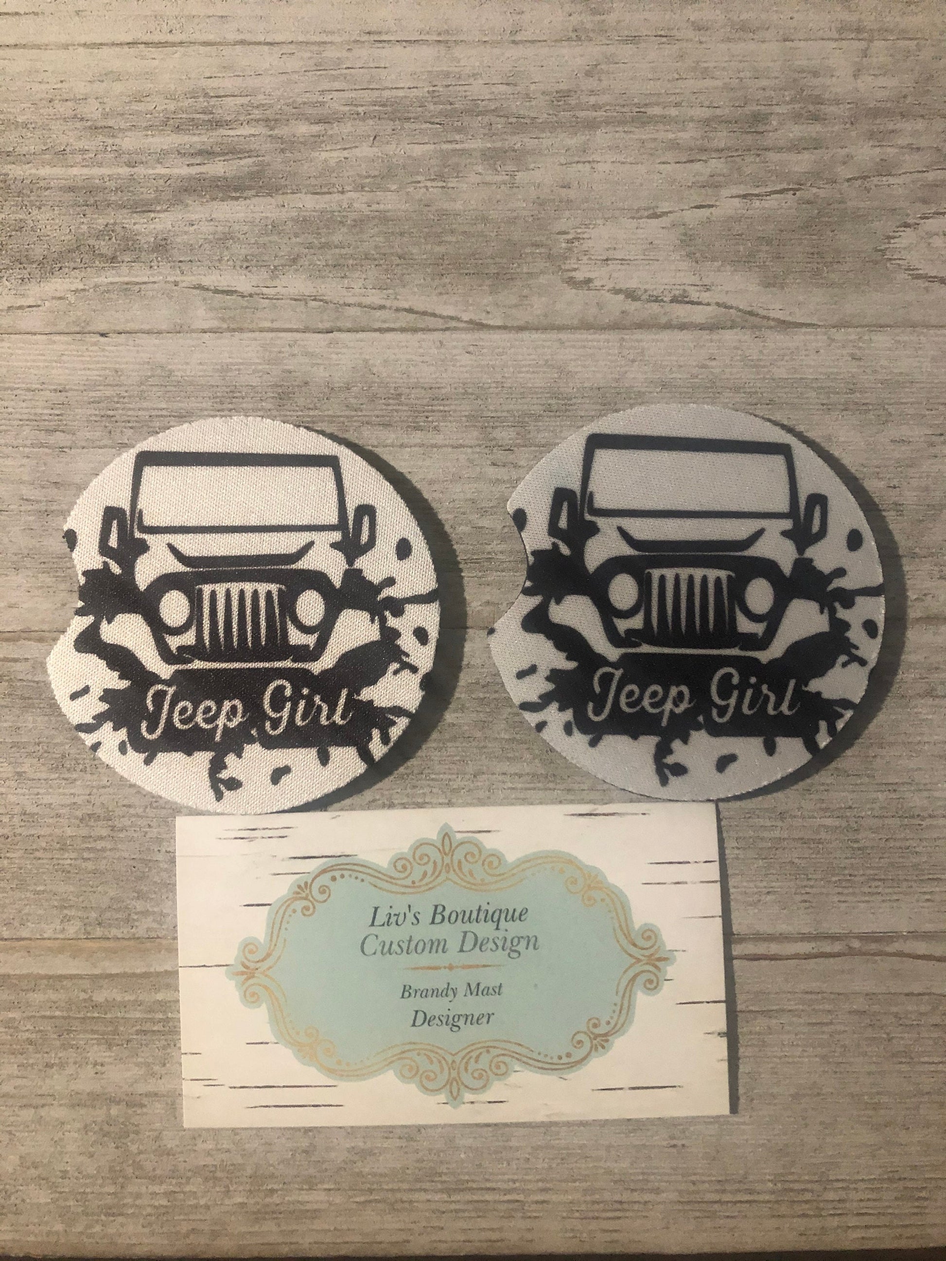 Set of 2 Personalized Leopard Car Coasters-Amazing Grace-Believe- Auto Accessories-Monogrammed car coasters (set of 2) - Liv's Boutique