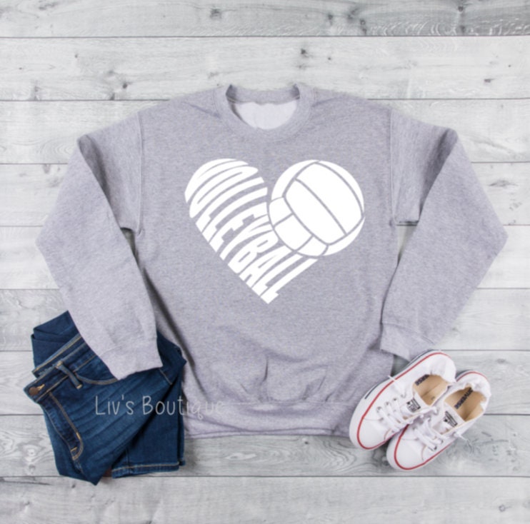 Volleyball Mom Heart Crewneck Sweatshirt - Liv's Boutique