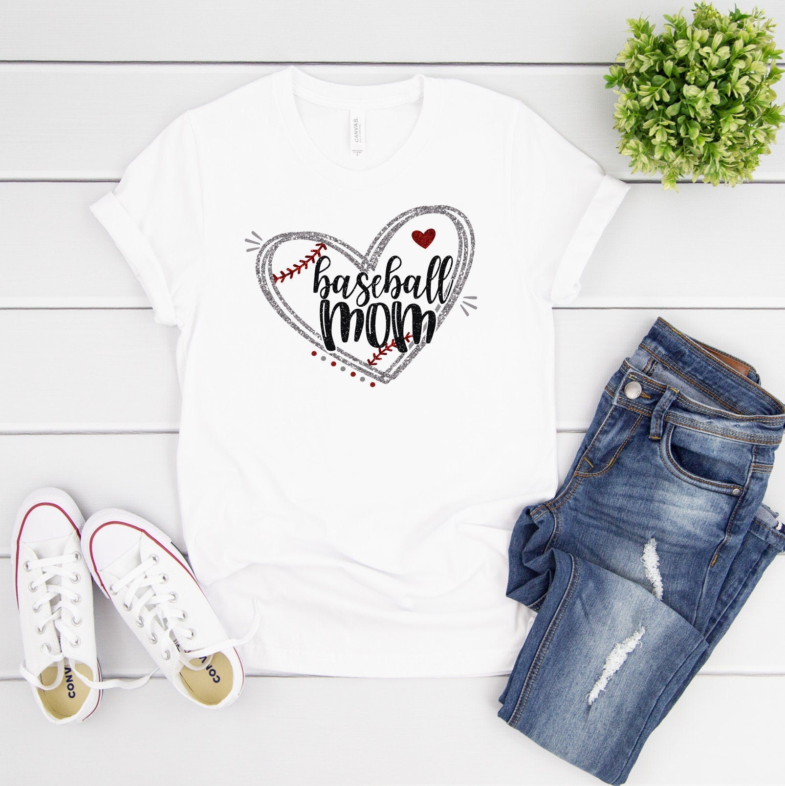 Baseball Mom Heart Shirt