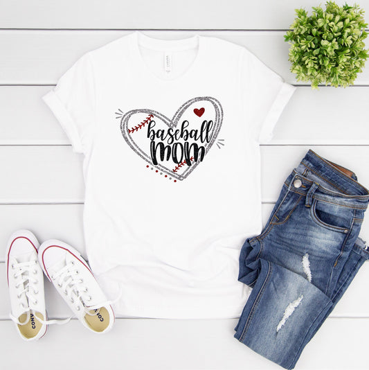 Baseball Mom Heart Shirt