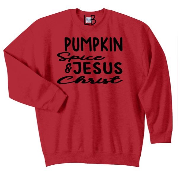 Pumpkin Spice and Jesus Christ Shirt, Christian Crewneck, Fall Shirts for Women, Inspirational Sweatshirt, Hello Fall, Pumpkin Spice Latte - Liv's Boutique