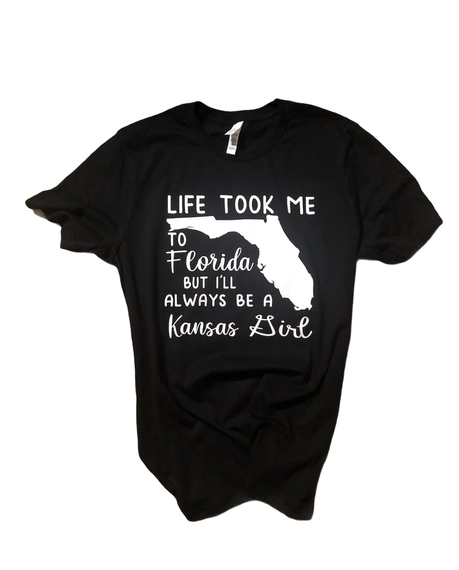 Life took me to Florida,  but I'll always be a Indiana Girl, State Shirts, Custom made state shirt, Moving Shirts for ladies, Florida Shirt - Liv's Boutique