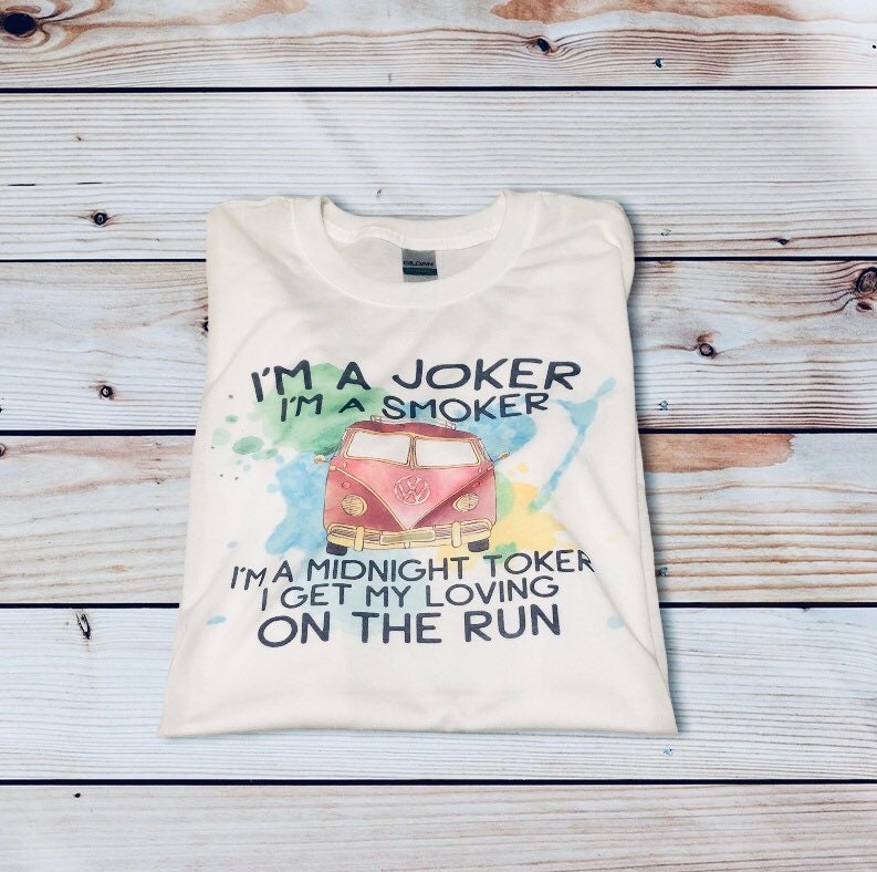 Midnight TOKER Shirt, I'm a joker I'm a Smoker, Steve Miller Band Concert shirt