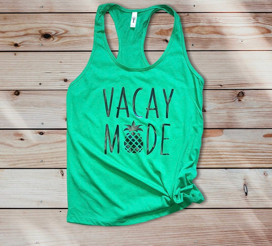 Vacation Shirt, Vacay Mode Pineapple Tank, Funny Travel Gift Shirt, Travel Shirt for Women - Liv's Boutique