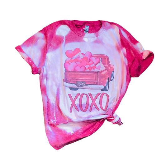 Valentine Truck Heart Shirt Bleached - Liv's Boutique