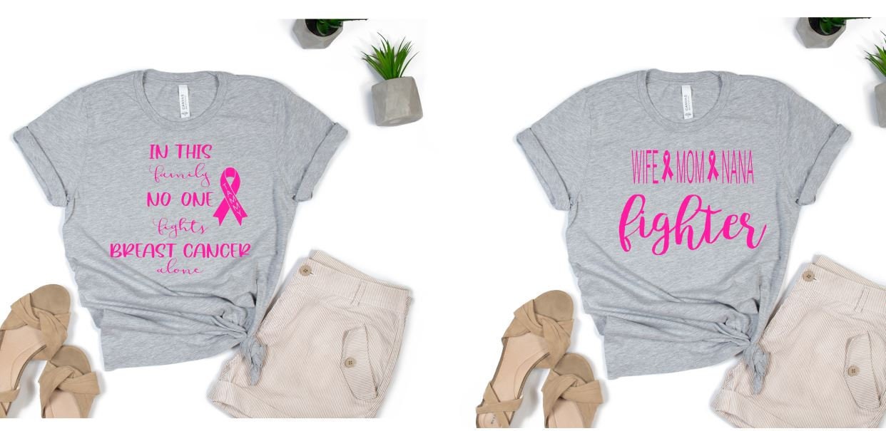 In this Family no one Fights Breast Cancer Alone Shirt, Custom Cancer Supporter Shirts, Cancer Shirts For Family, Custom Ribbons - Liv's Boutique