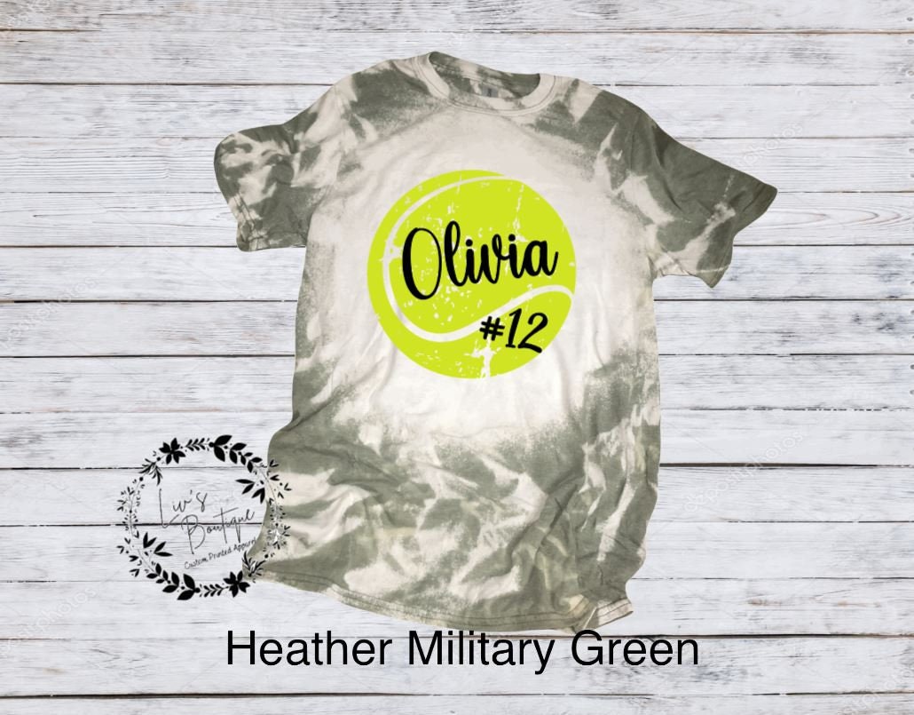 Tennis Shirt Bleached Customized with Player Name and Number - Liv's Boutique