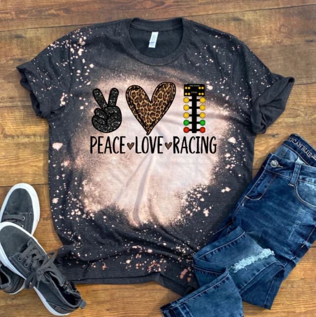 Peace Love Racing Shirt, Drag Racing Shirt, Peace Love Racing T-Shirts, Race Life, Dirt Track Racing, Bleached Tees - Liv's Boutique
