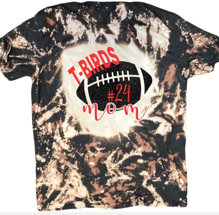 Custom Football Mom Shirt, Bleached Personalized Football Shirt - Liv's Boutique