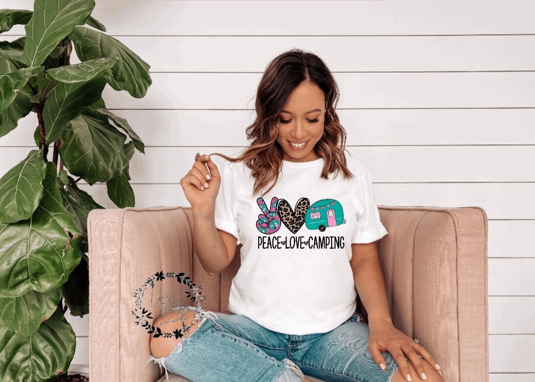 Peace Love Camping Bleached Tee - Liv's Boutique