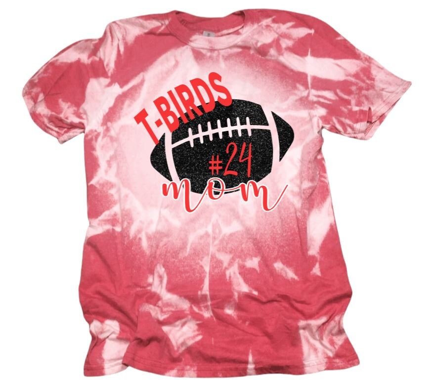 Custom Football Mom Shirt, Bleached Personalized Football Shirt - Liv's Boutique