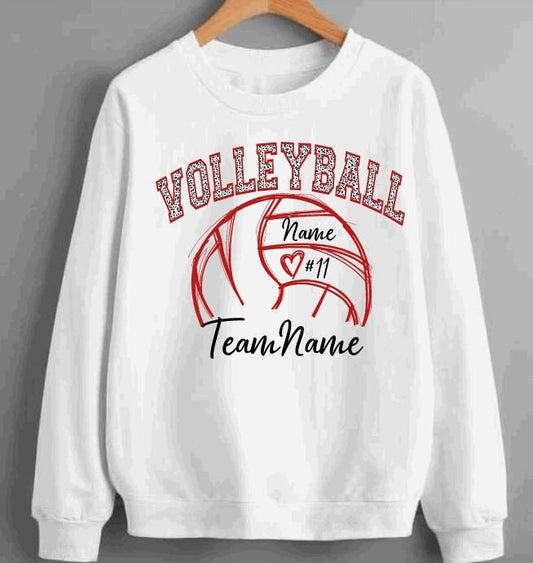 Personalized Volleyball Shirt, High School Spirit Sweatshirts, Leopard Volleyball Shirt, Custom Volleyball Sweatshirt, Volleyball Mascot - Liv's Boutique