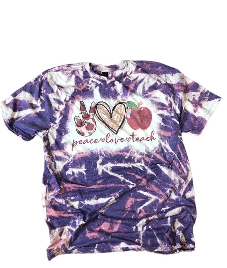 Peace Love Teach Shirt, Bleached Teacher Shirt, Back to school Teacher Gift, Bleached Tees, Teacher Shirts - Liv's Boutique