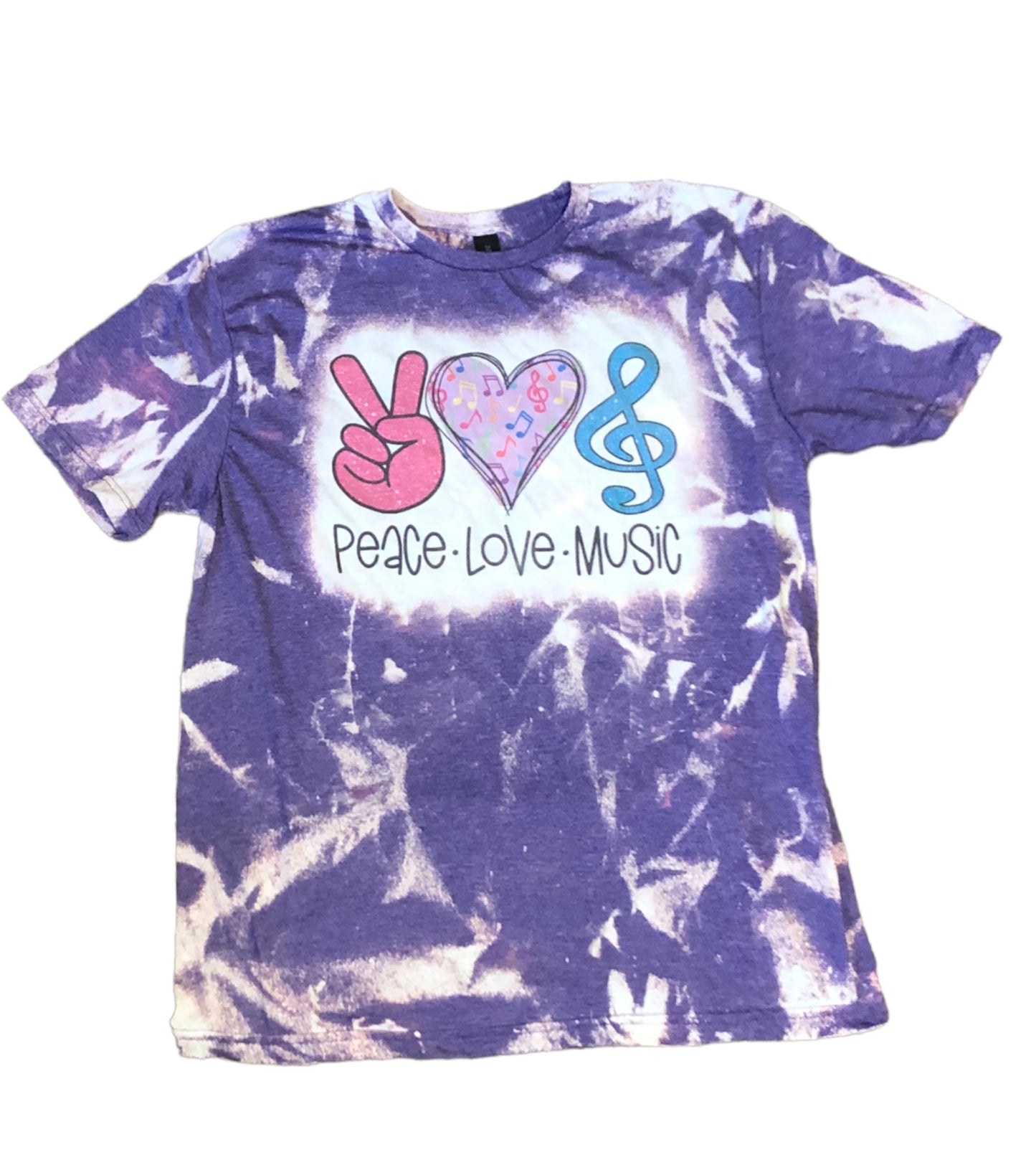 Peace Love Music Bleached Shirt - Liv's Boutique