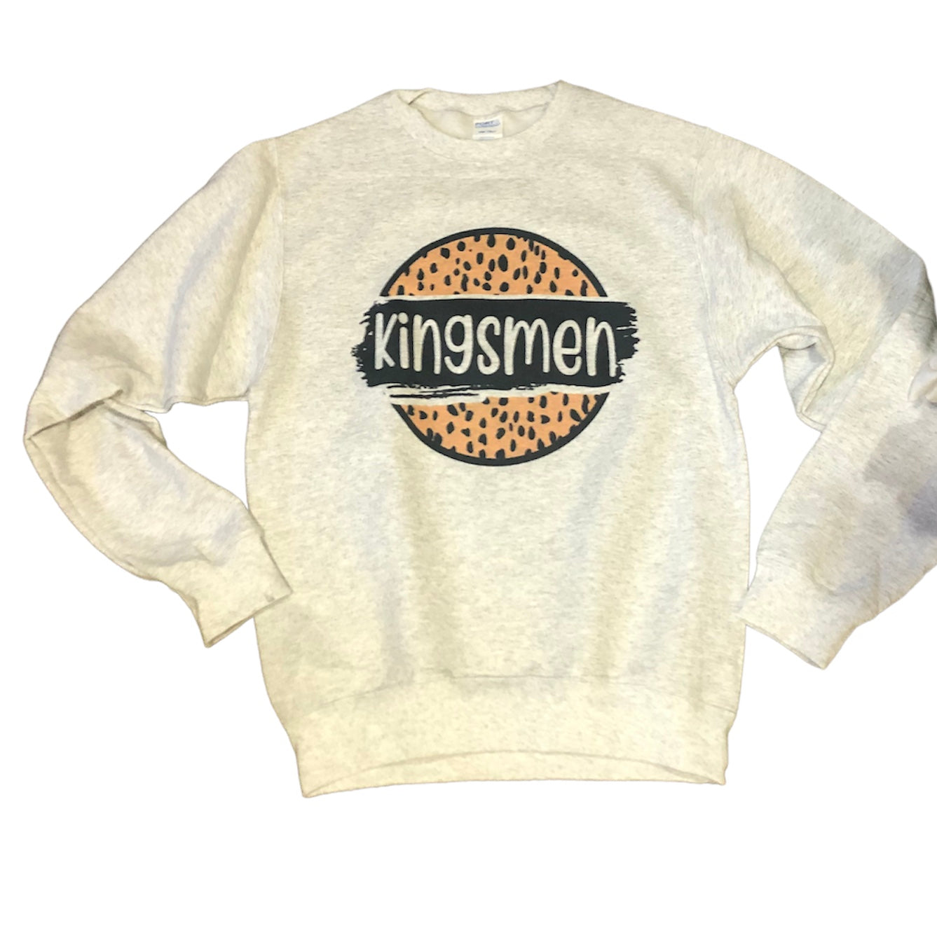 School Spirit Wear- Custom Team Name-Leopard Mascot-Ash Grey Sweatshirt - Liv's Boutique