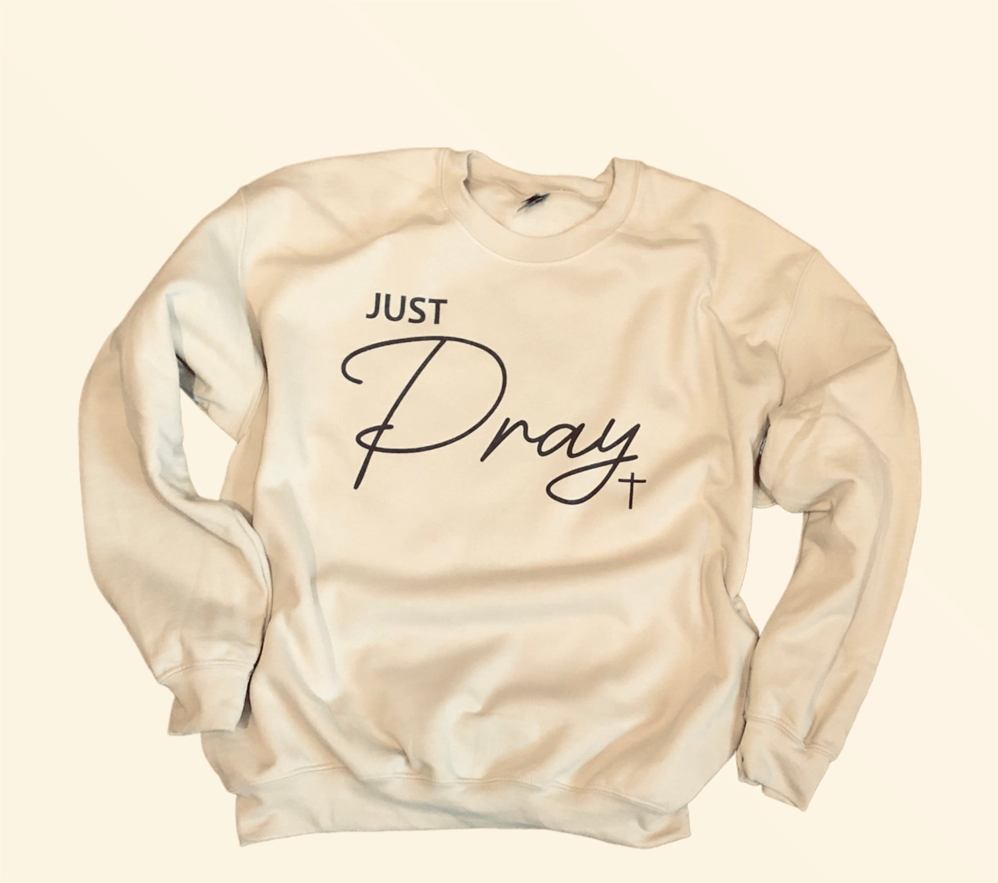 Just Pray Cross Christian Crewneck Sweatshirt